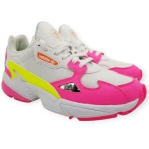 Adidas Originals Falcon Shock Pink/Solar Yellow/White Sneakers Sz.6 GUC.